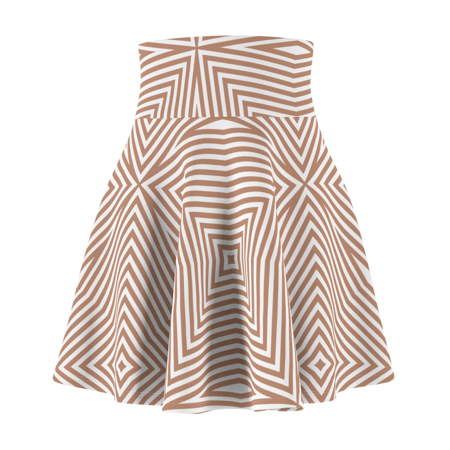 Geometric Taupe Optical-Print Skater Skirt