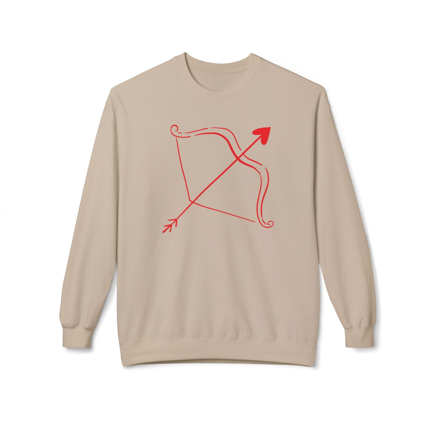 Bow & Arrow Crewneck Sweatshirt — Minimal Cupid Archery Graphic