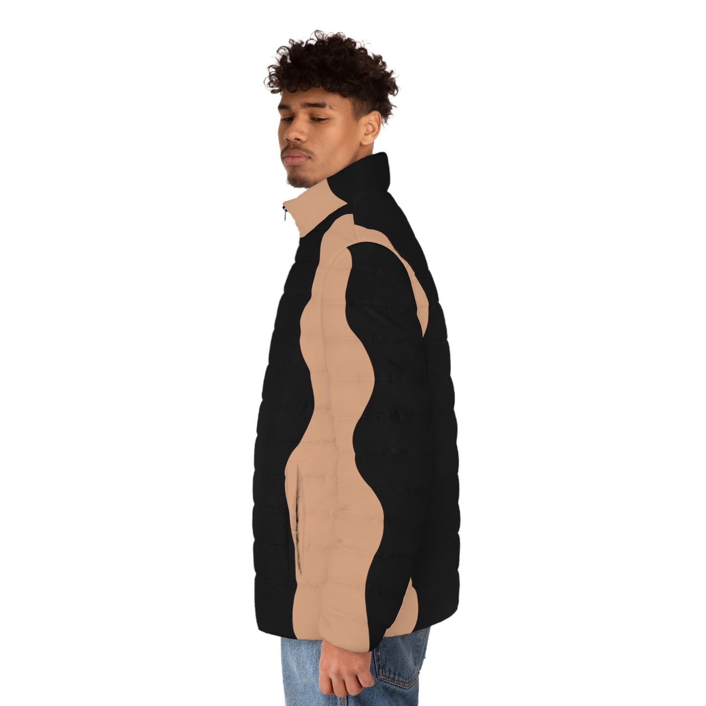 Wavy Colorblock Puffer Jacket