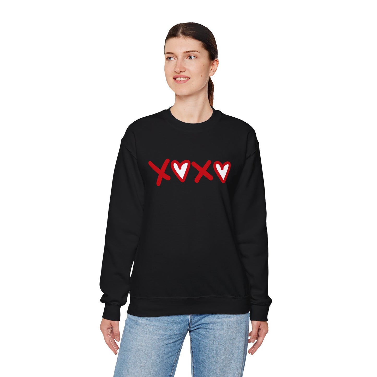 Crewneck Sweatshirt — Red XOXO Hearts Valentine’s Love Graphic