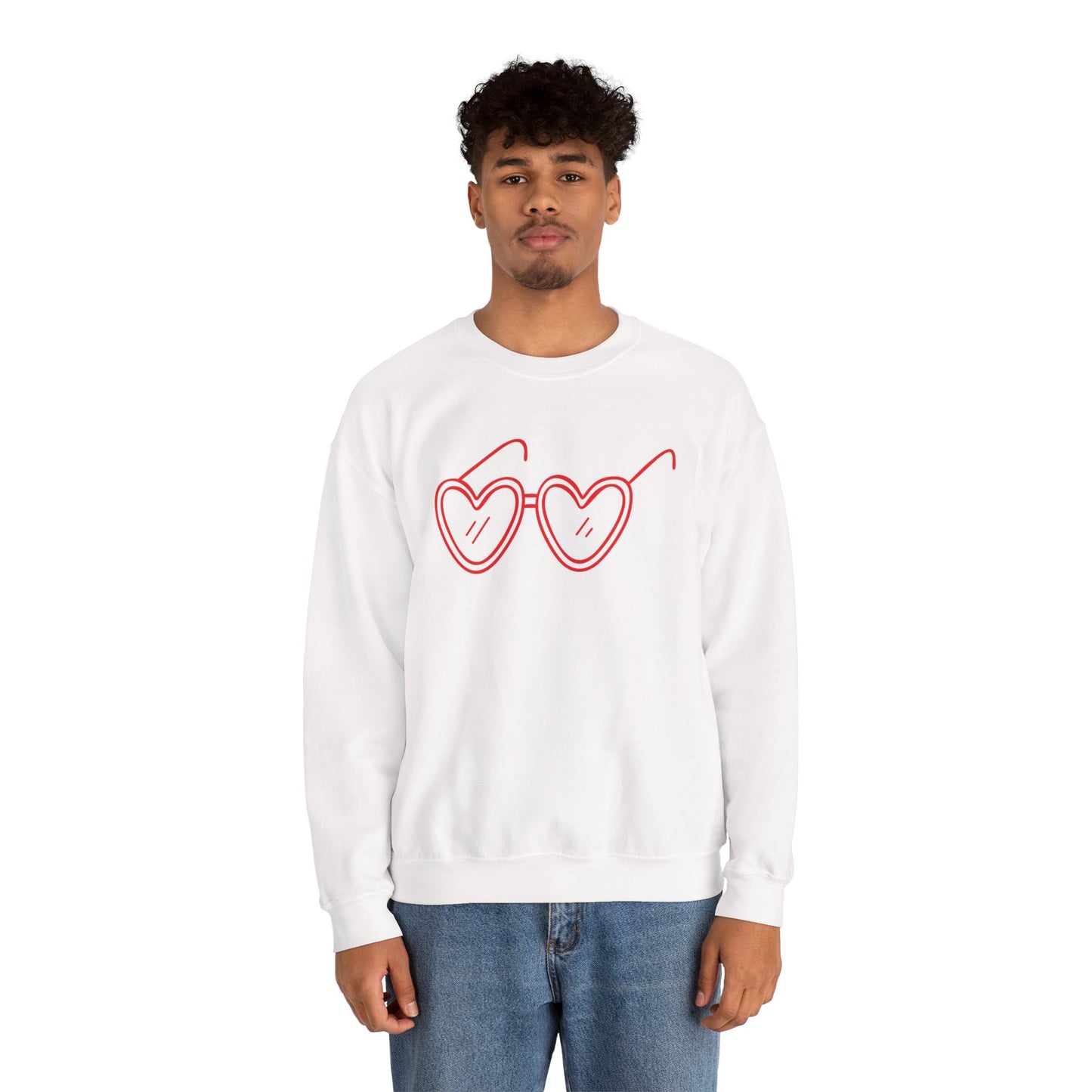 Heart Sunglasses Crewneck Sweatshirt — Cute Pink Retro Shades Pullover