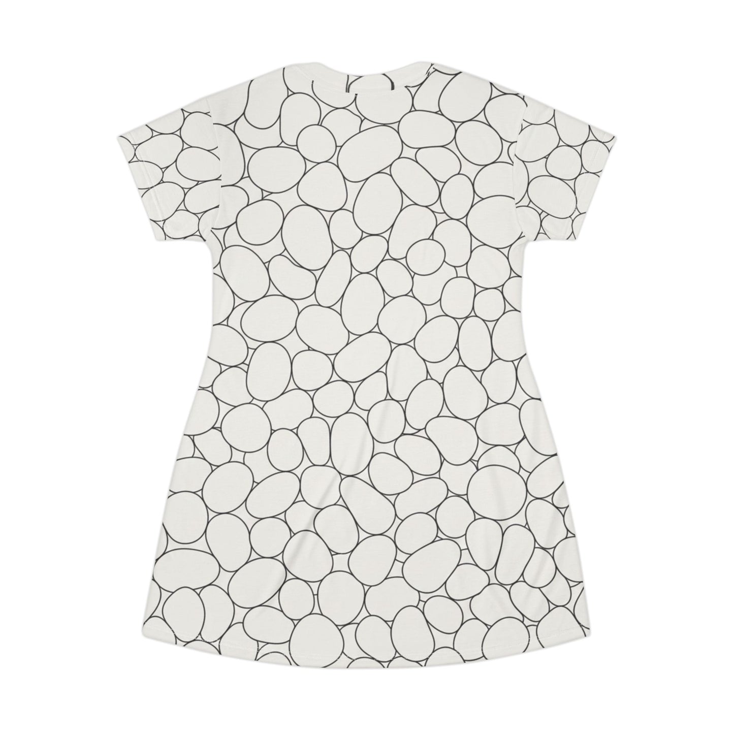 Pebble Pattern T‑Shirt Dress — Minimalist All‑Over Print Summer Dress