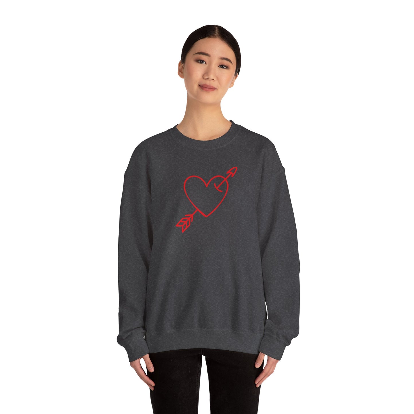 Heart Arrow Crewneck Sweatshirt — Minimal Valentine Pullover