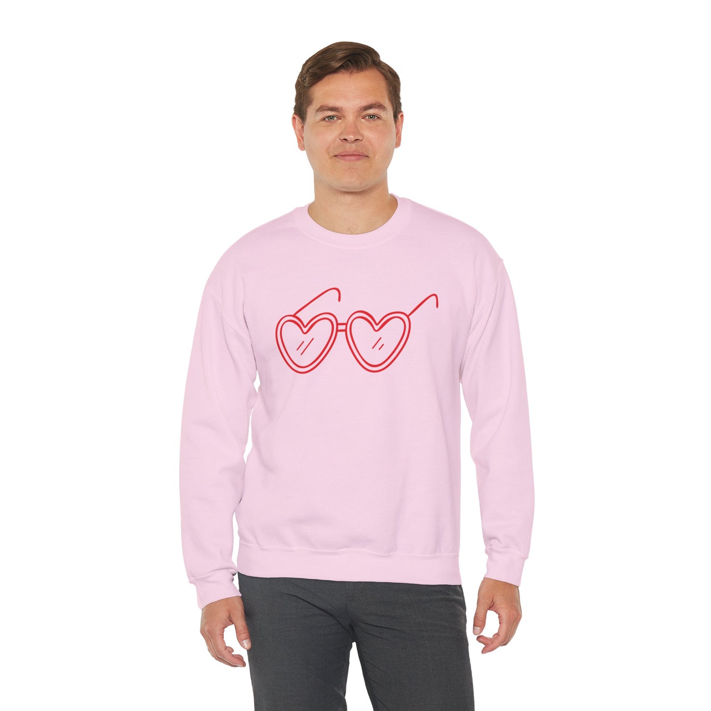 Heart Sunglasses Crewneck Sweatshirt — Cute Pink Retro Shades Pullover