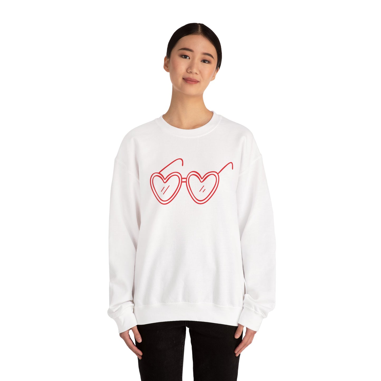 Heart Sunglasses Crewneck Sweatshirt — Cute Pink Retro Shades Pullover