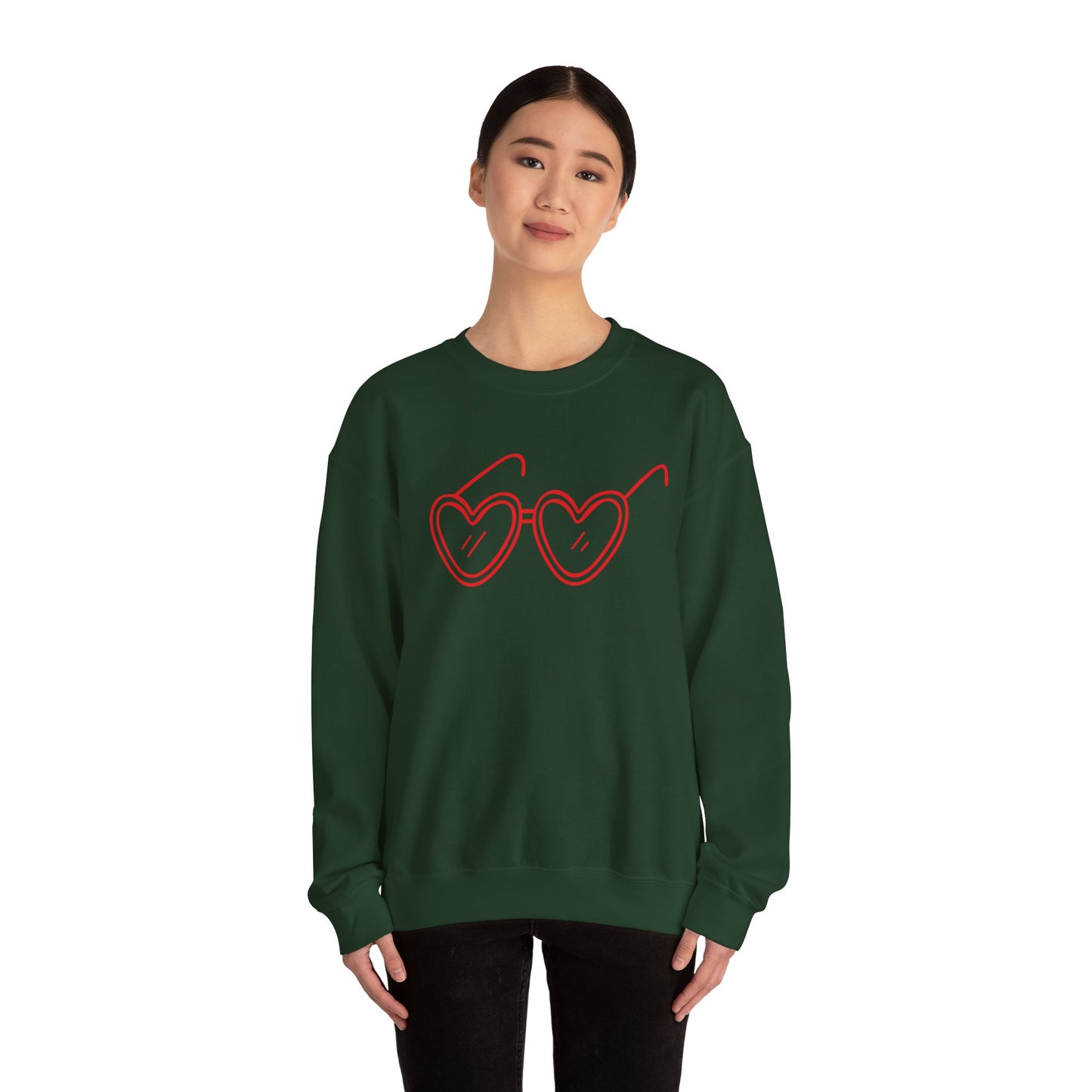 Heart Sunglasses Crewneck Sweatshirt — Cute Pink Retro Shades Pullover
