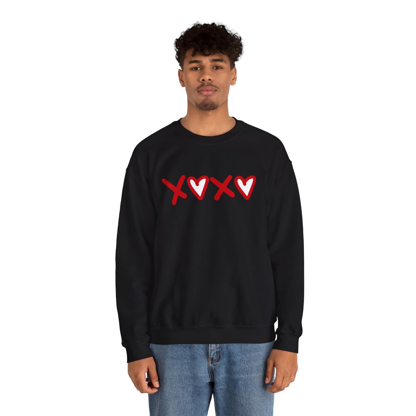 Crewneck Sweatshirt — Red XOXO Hearts Valentine’s Love Graphic