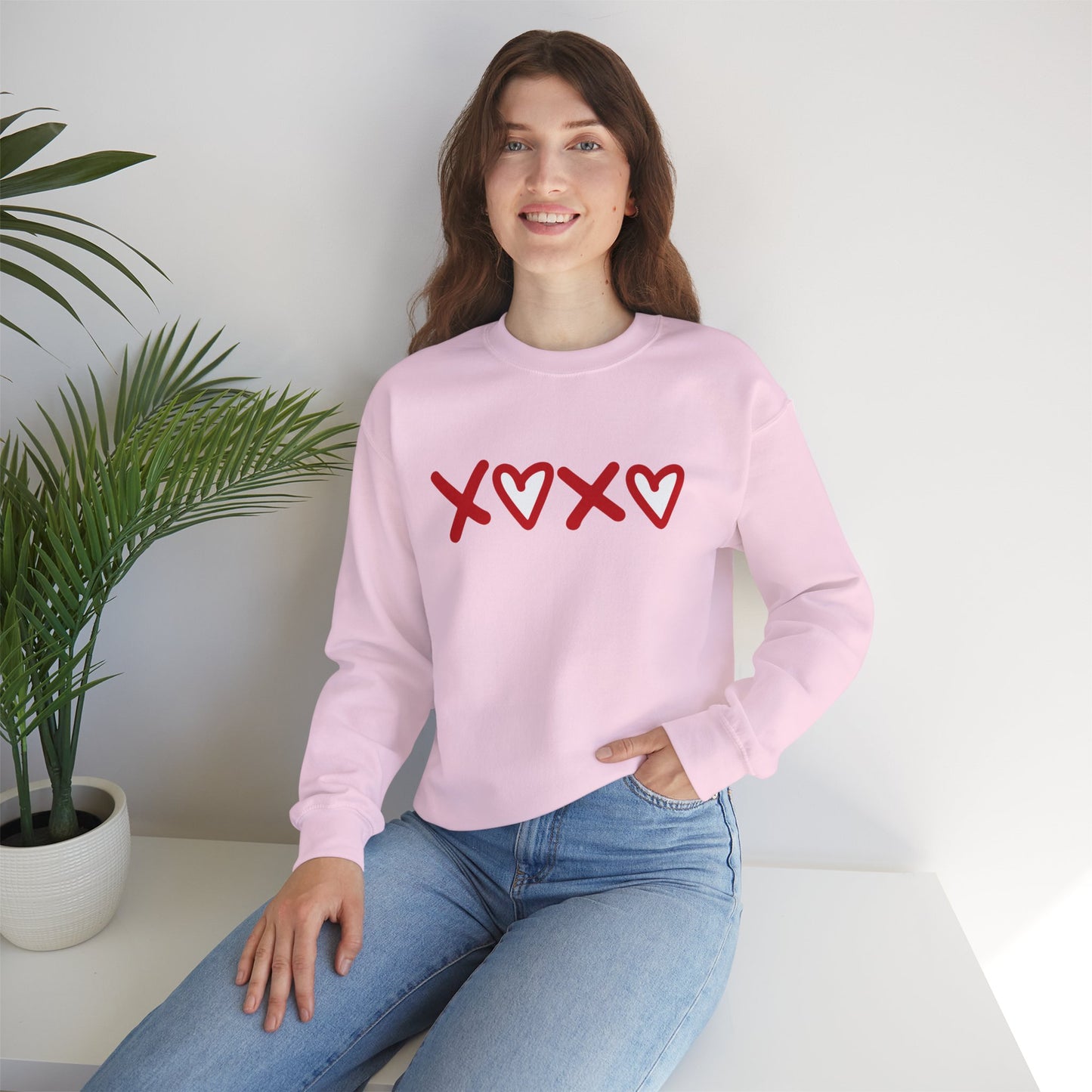 Crewneck Sweatshirt — Red XOXO Hearts Valentine’s Love Graphic