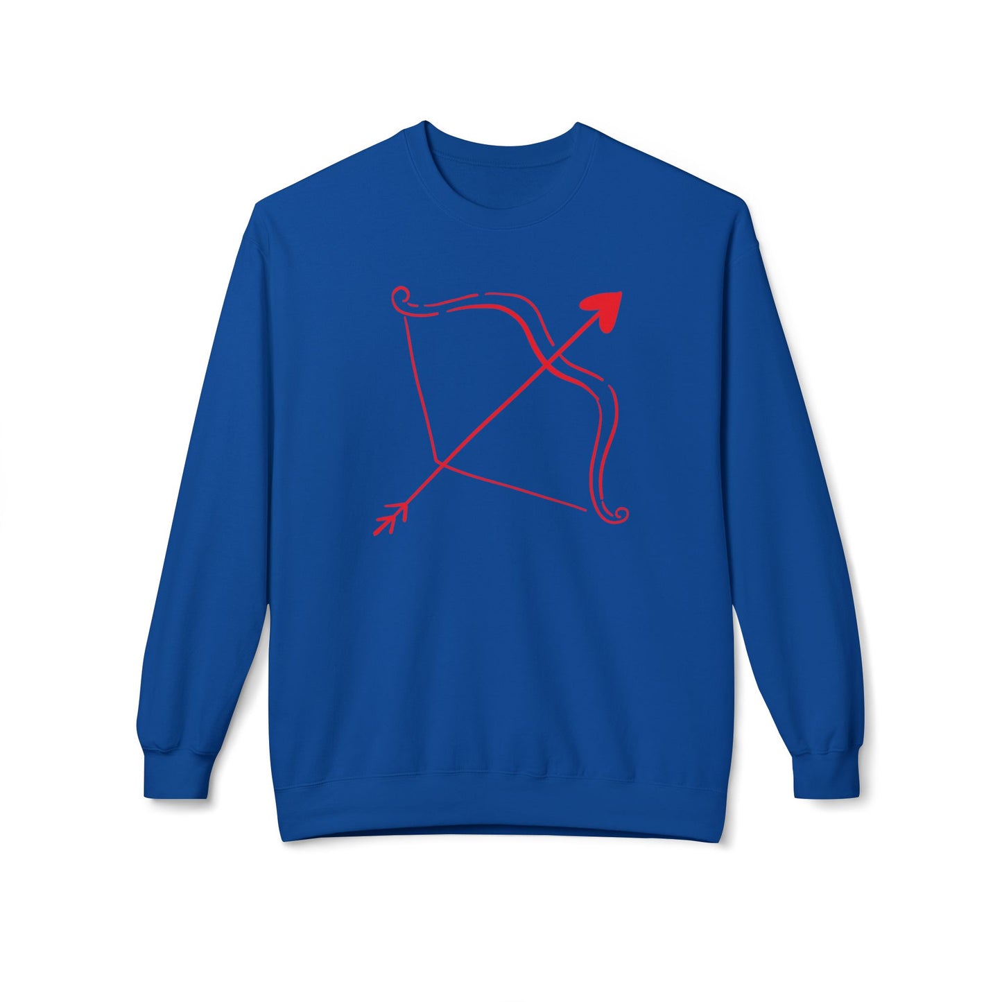 Bow & Arrow Crewneck Sweatshirt — Minimal Cupid Archery Graphic