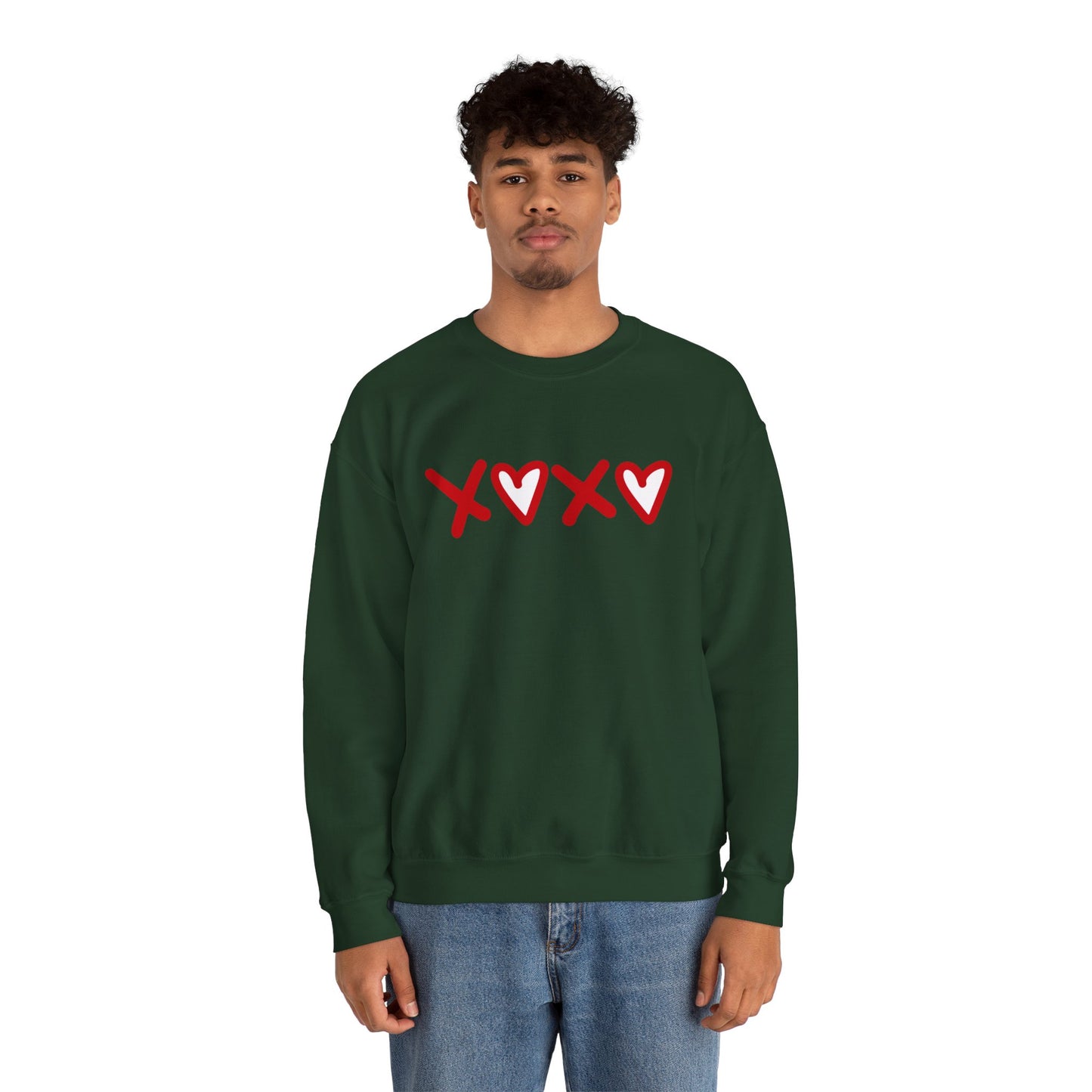 Crewneck Sweatshirt — Red XOXO Hearts Valentine’s Love Graphic