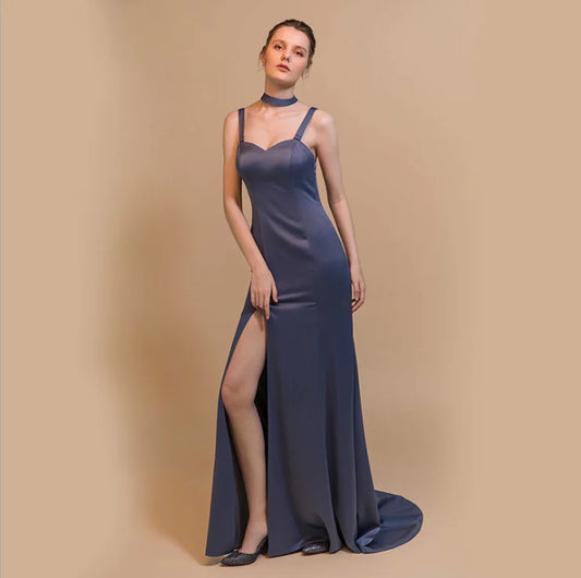 Ribbed Knit Slit Midi Dress