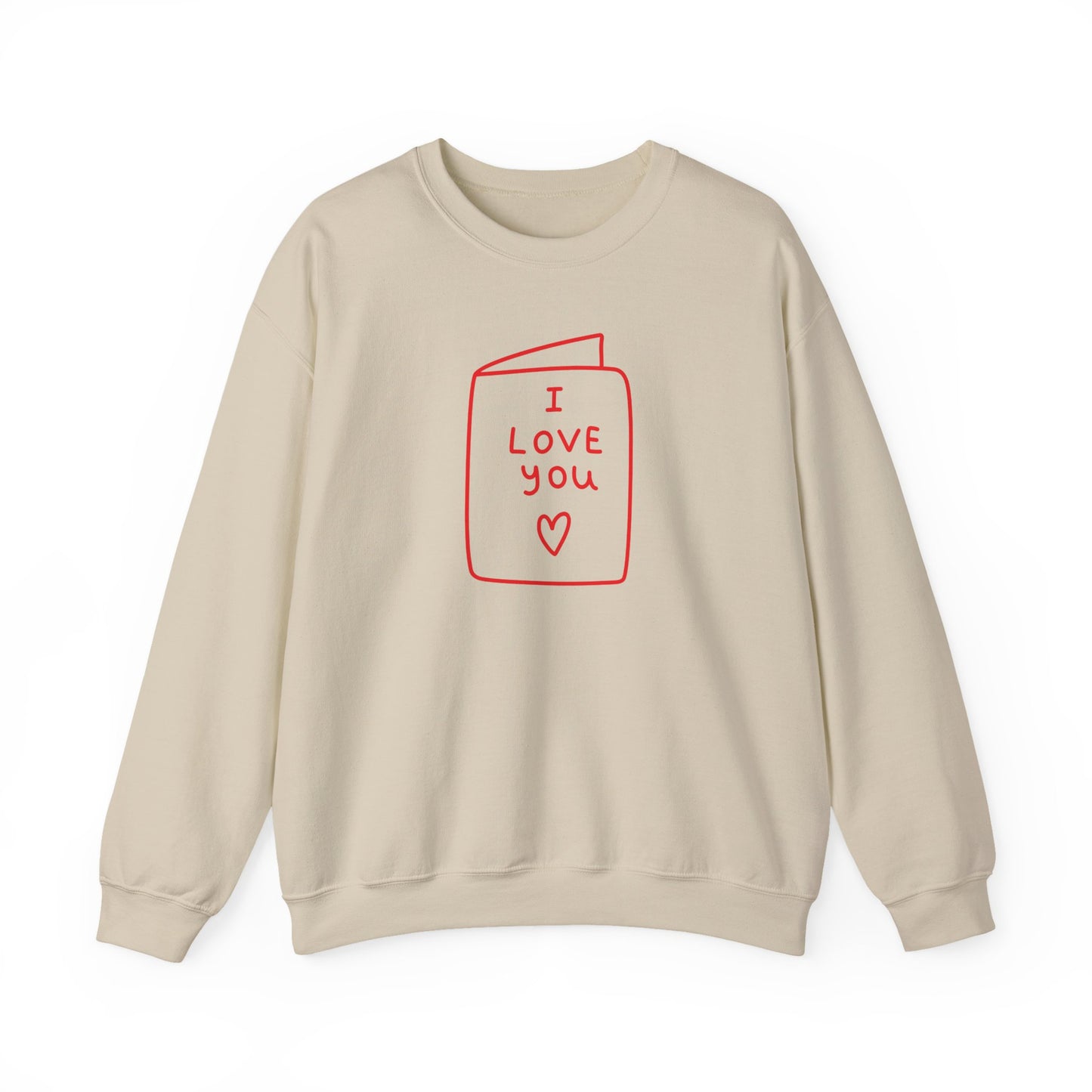 Crewneck Sweatshirt - 'I Love You' Hand-Drawn Card Graphic