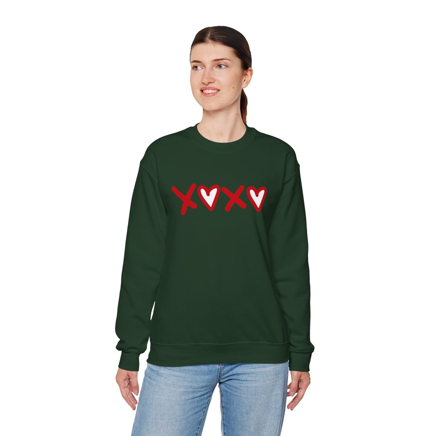 Crewneck Sweatshirt — Red XOXO Hearts Valentine’s Love Graphic