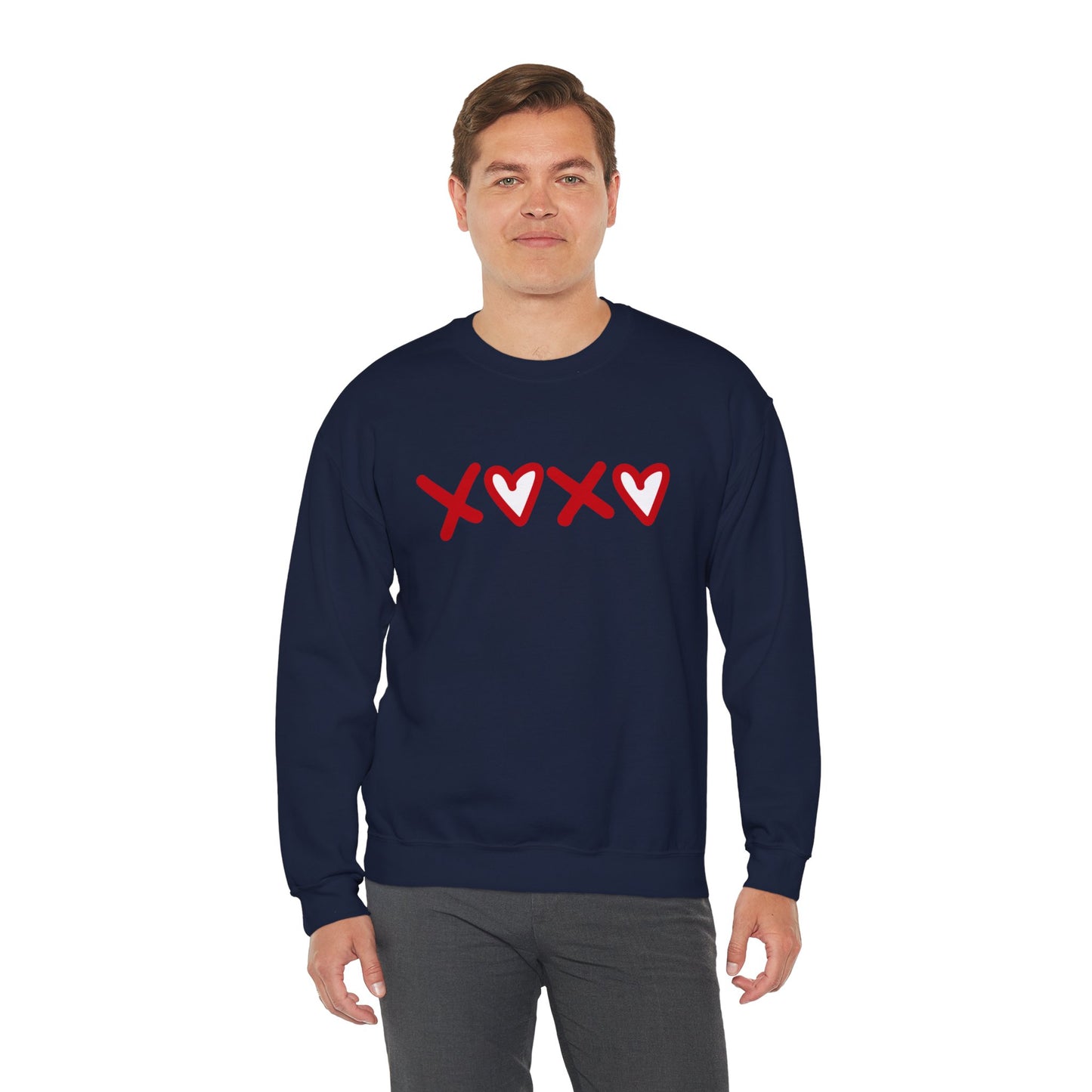 Crewneck Sweatshirt — Red XOXO Hearts Valentine’s Love Graphic