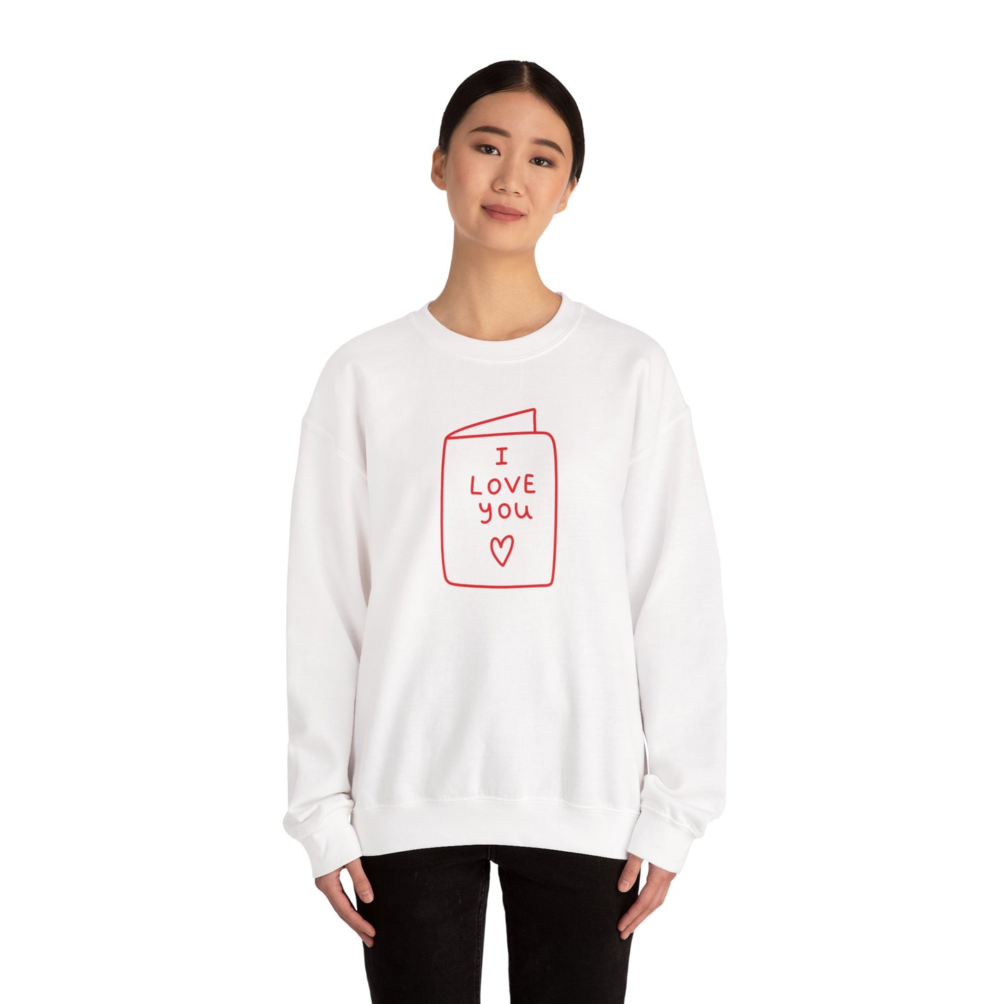 Crewneck Sweatshirt - 'I Love You' Hand-Drawn Card Graphic