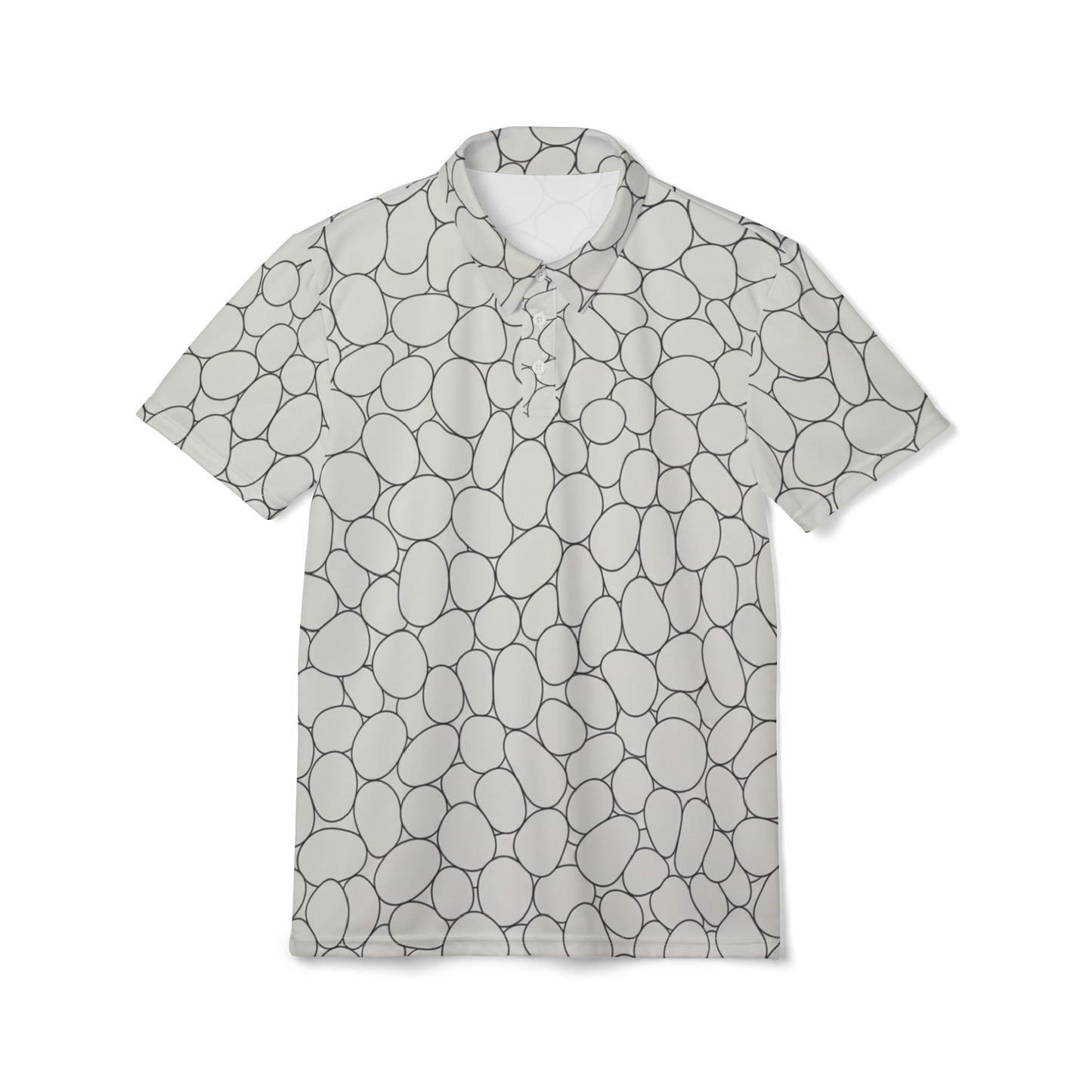 Pebble Pattern Polo Shirt — All-Over Print Casual Golf & Resort Shirt