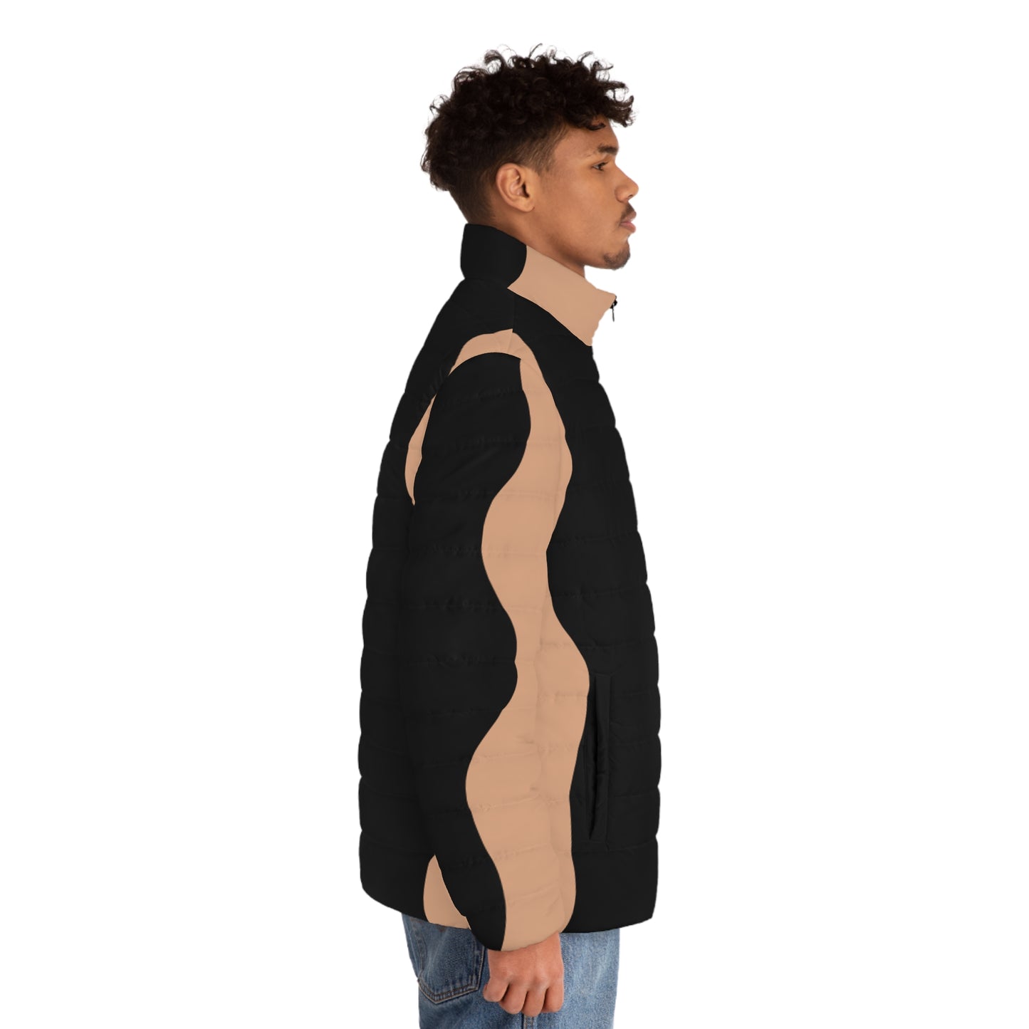 Wavy Colorblock Puffer Jacket