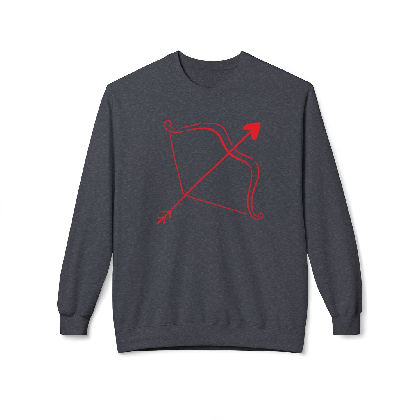 Bow & Arrow Crewneck Sweatshirt — Minimal Cupid Archery Graphic