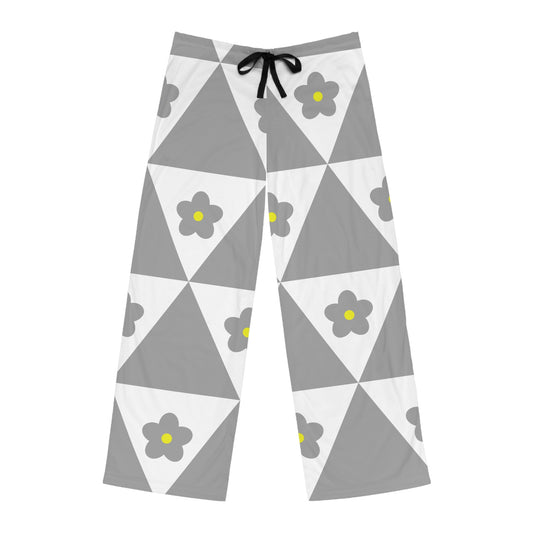 Floral Geo Lounge Pants — Men’s Gray Triangle & Flower Pajama Pants