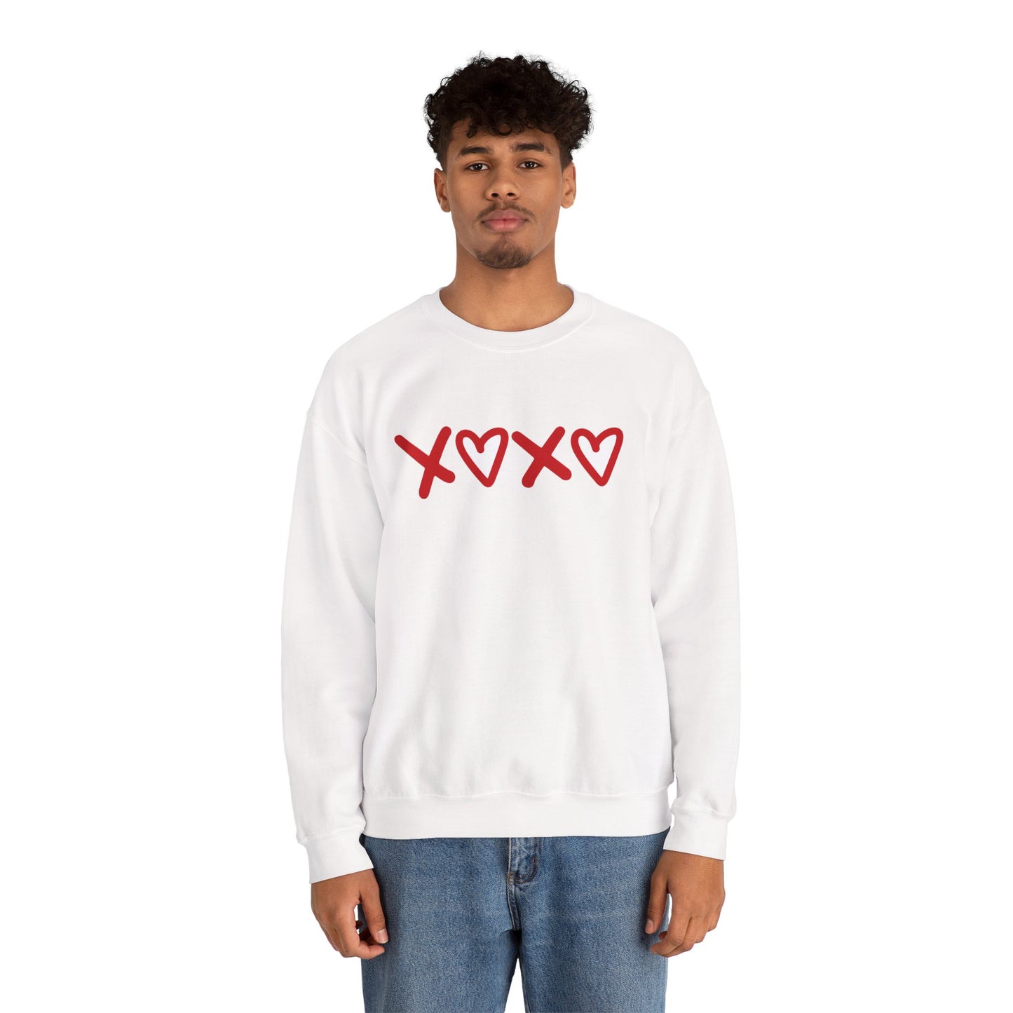 Crewneck Sweatshirt — Red XOXO Hearts Valentine’s Love Graphic