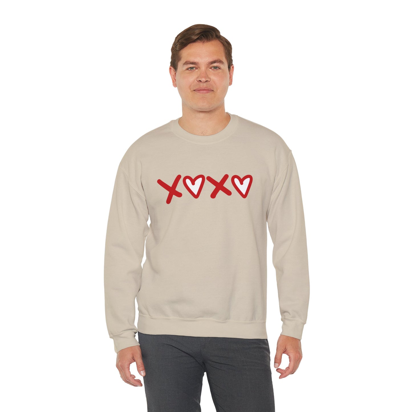 Crewneck Sweatshirt — Red XOXO Hearts Valentine’s Love Graphic
