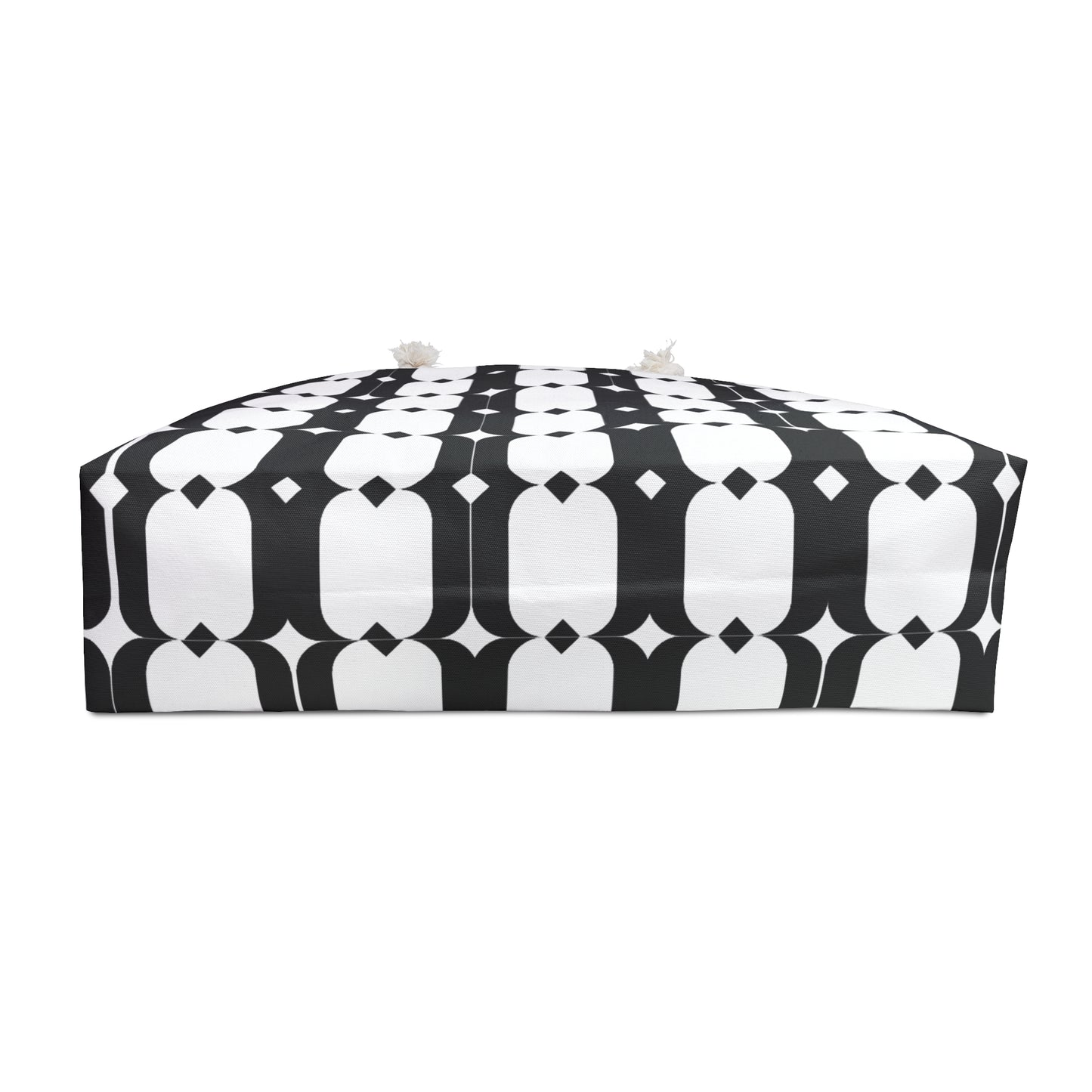 Geometric Black & White Weekender Bag — Retro Tile Pattern Travel Tote