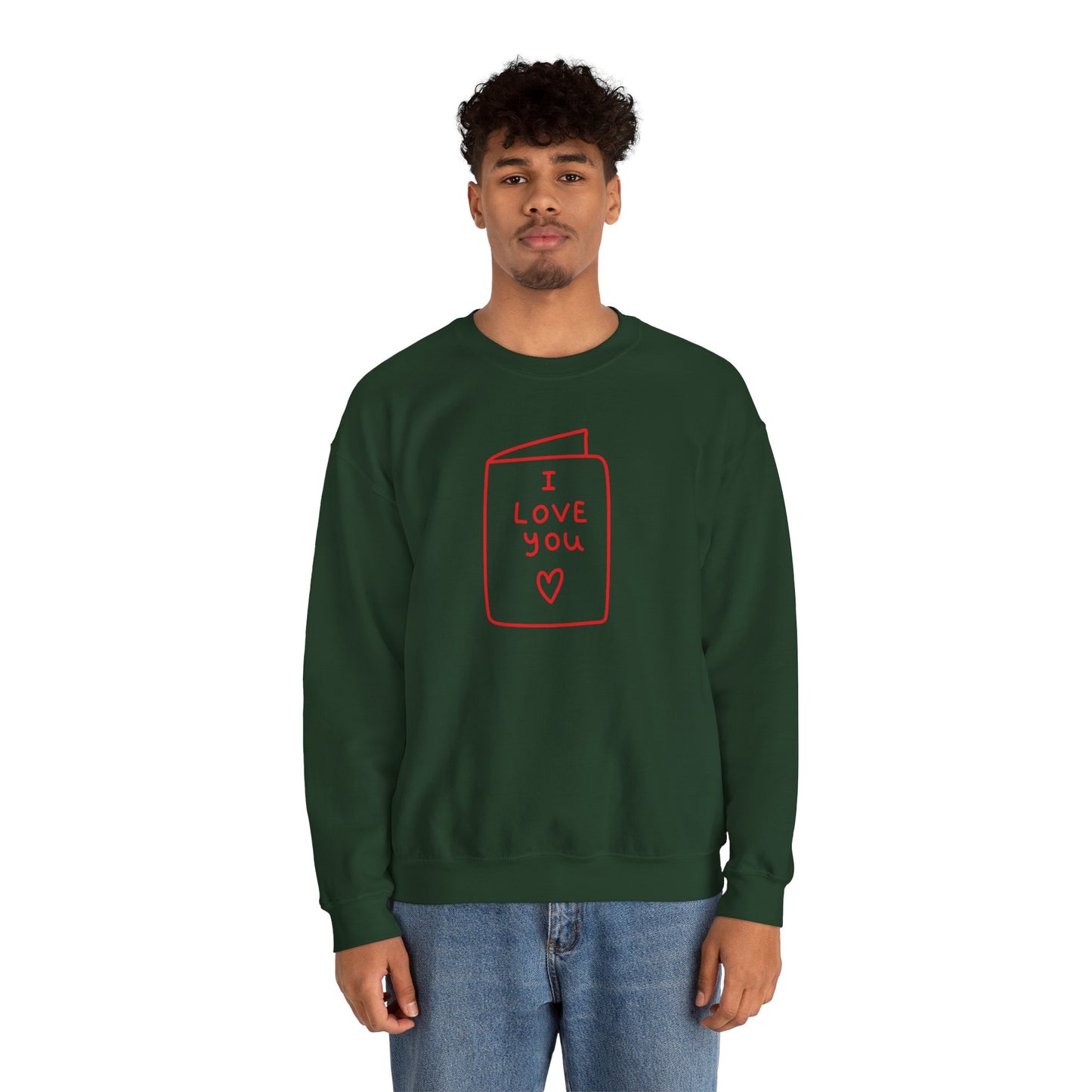 Crewneck Sweatshirt - 'I Love You' Hand-Drawn Card Graphic