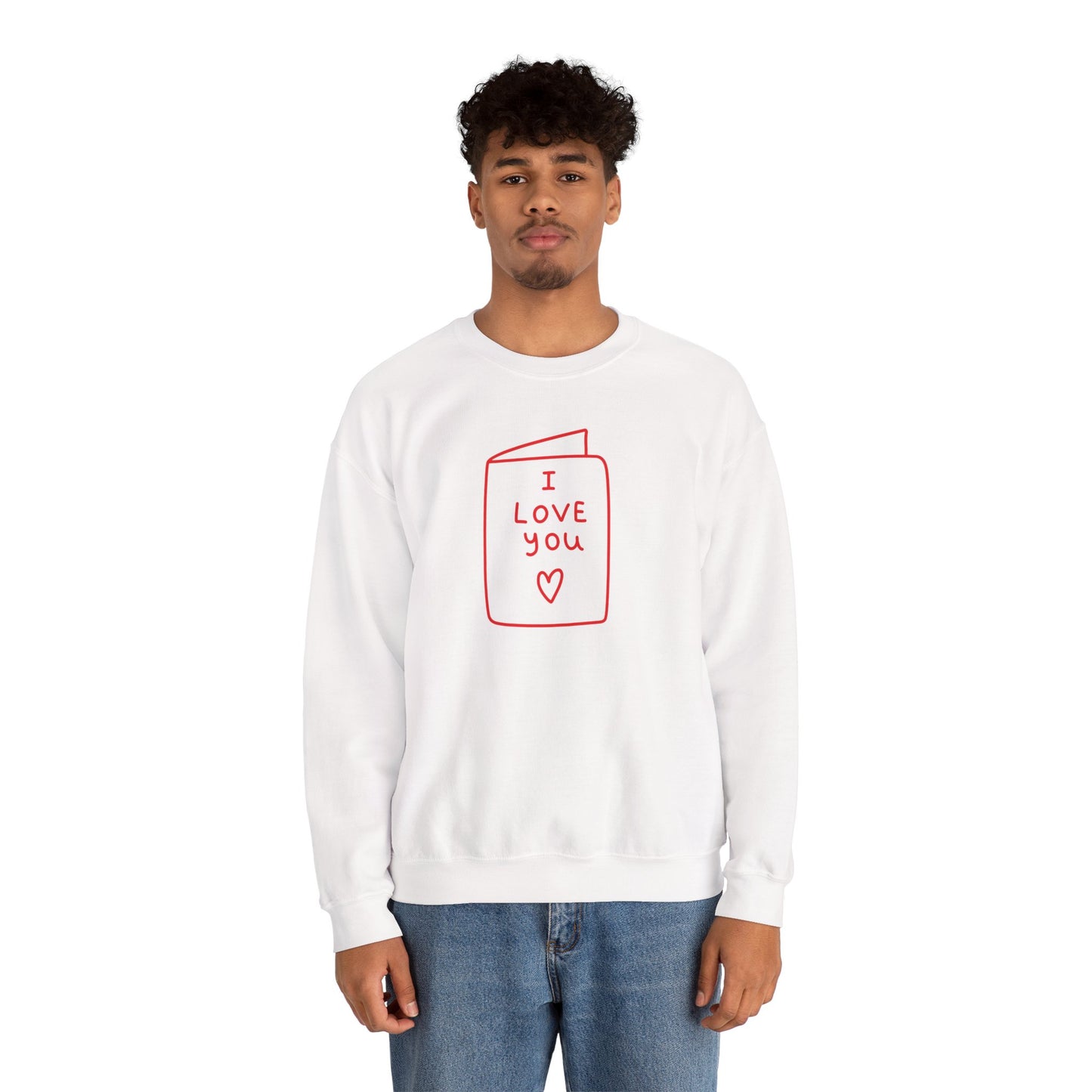 Crewneck Sweatshirt - 'I Love You' Hand-Drawn Card Graphic