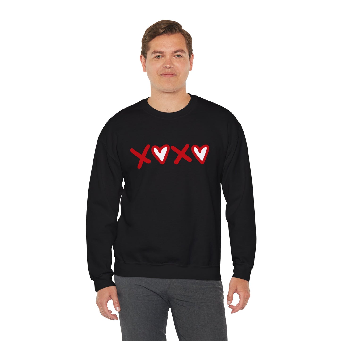Crewneck Sweatshirt — Red XOXO Hearts Valentine’s Love Graphic