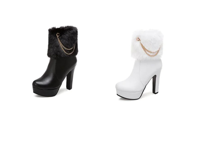 Chunky Heel Ankle Boots - Short and High Heel Styles
