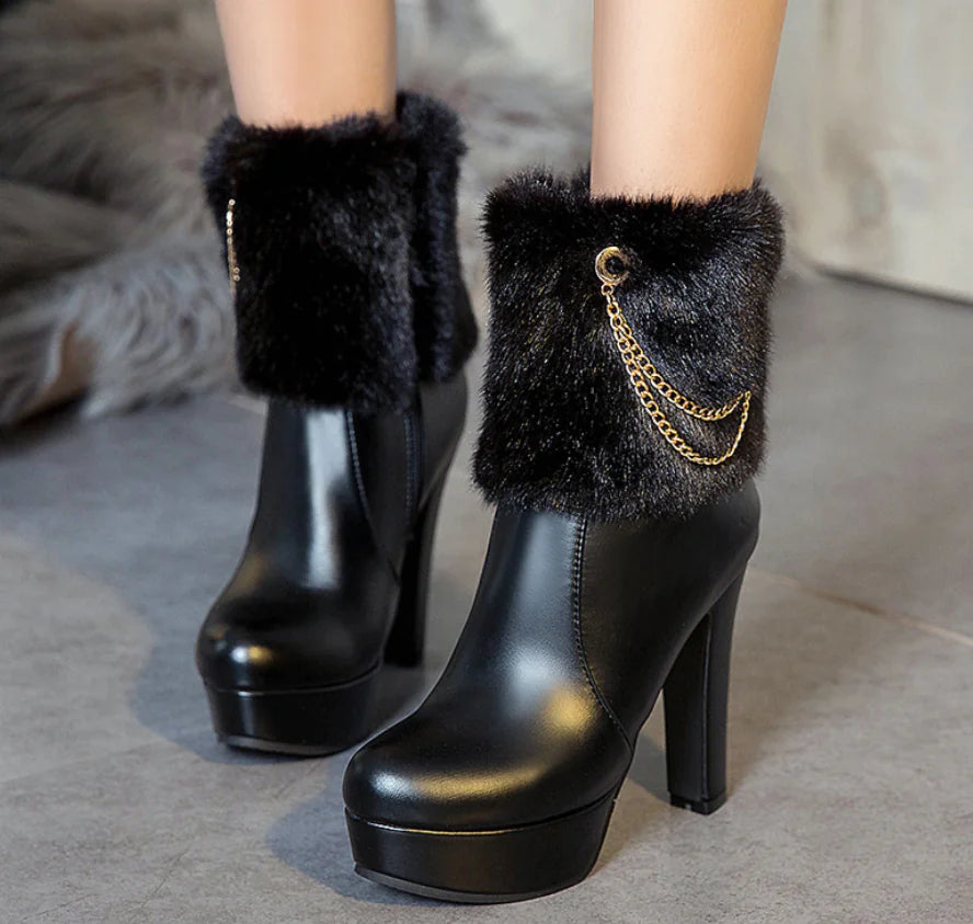 Chunky Heel Ankle Boots - Short and High Heel Styles