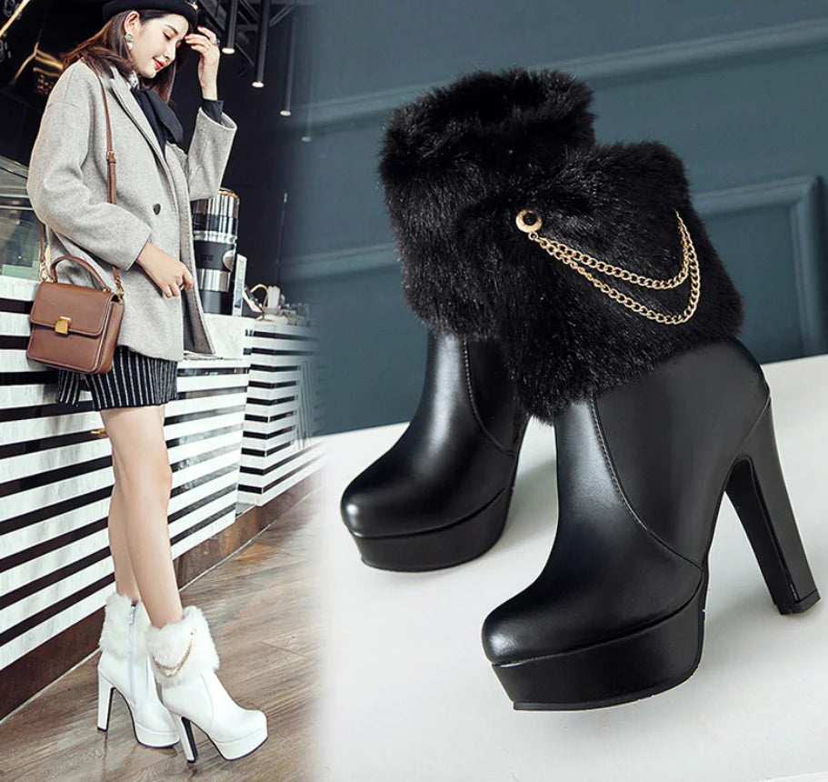 Chunky Heel Ankle Boots - Short and High Heel Styles