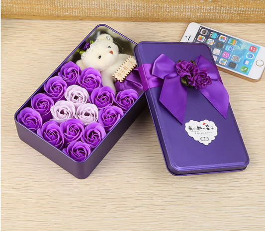 Valentine's Day Gift Box with Soap Rose Flowers