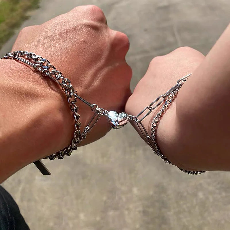 Stainless Steel Magnetic Couple Bracelets for Valentine's Day