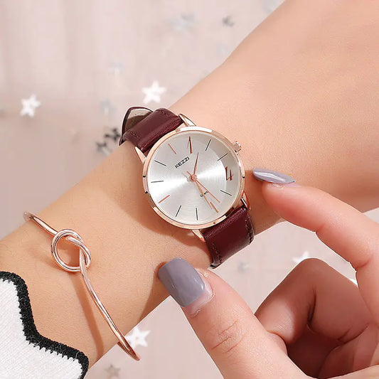 KEZZI Valentine's Day Couple Leather Waterproof Watch