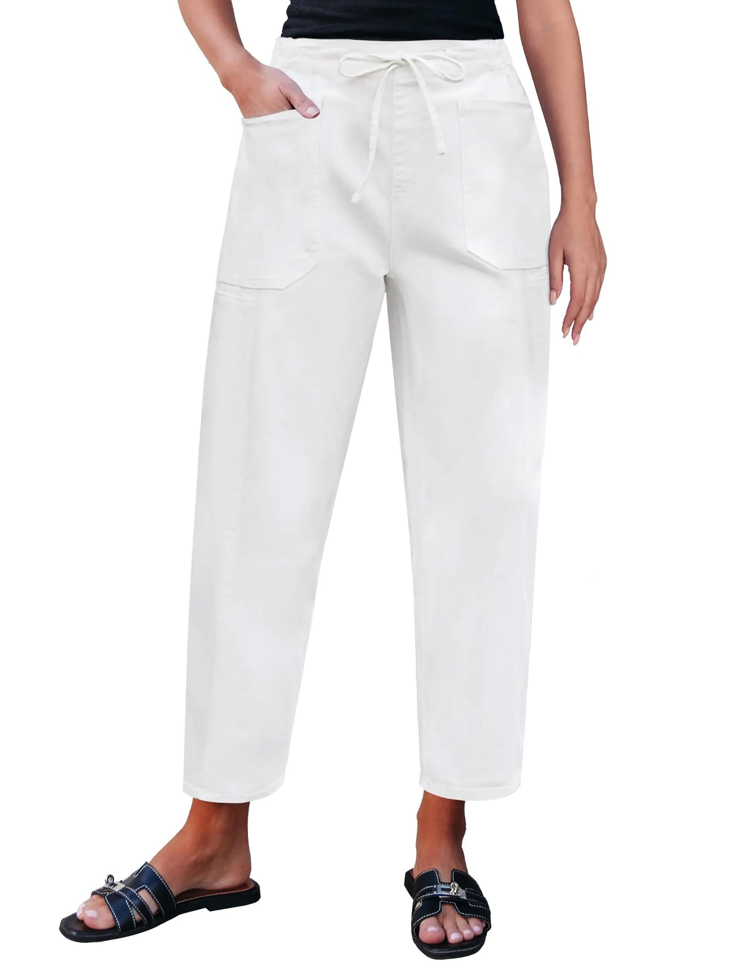 luvamia Womens White Jeans Trousers Pants for Women Baggy Jeans for Woman Barrel Jeans Women Western Jeans for Women Stretchy Jeans for Women Cream White Size Medium US Size 8 to Size 10